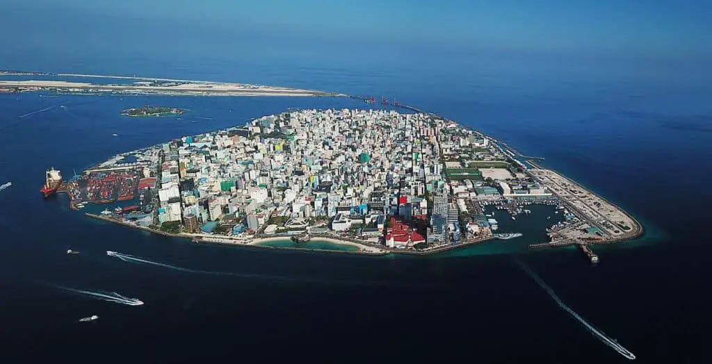 Aerial view of Male, Maldives. 