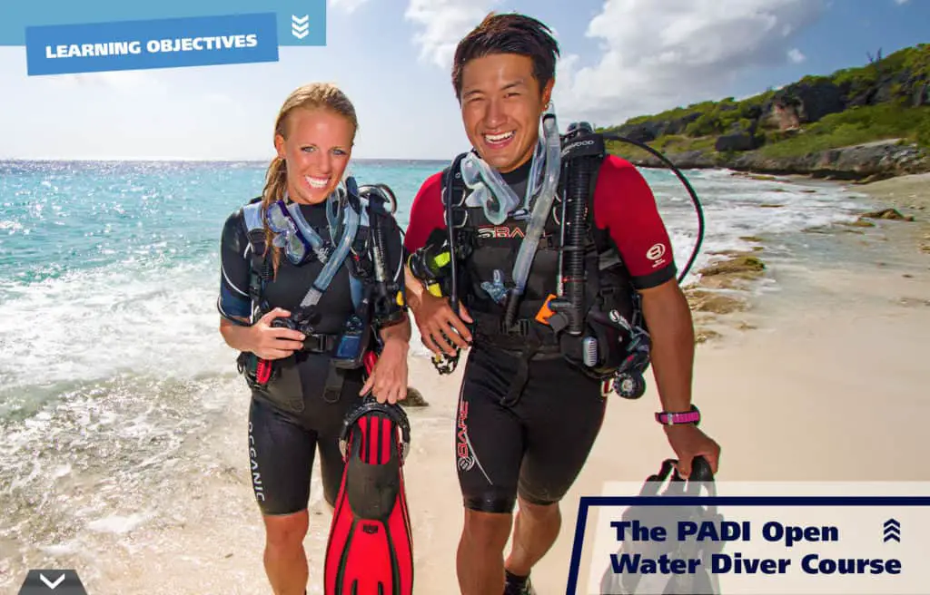 Complete the PADI open water theory before your water sessions. 