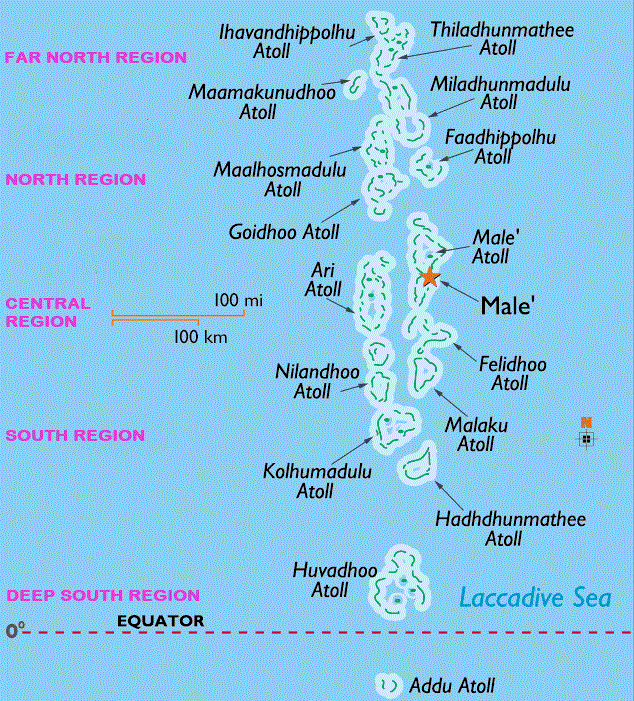 Maldives Regions from Far North to Deep South