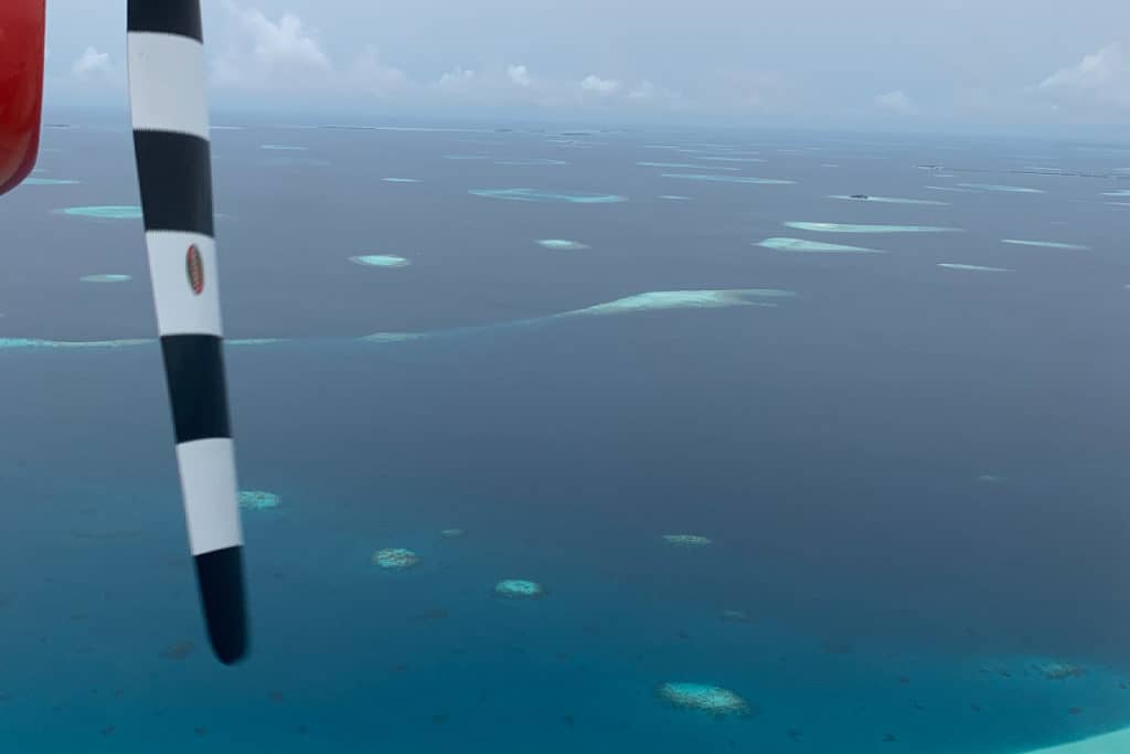 Seaplane View while traveling from Male' to South Ari Atoll